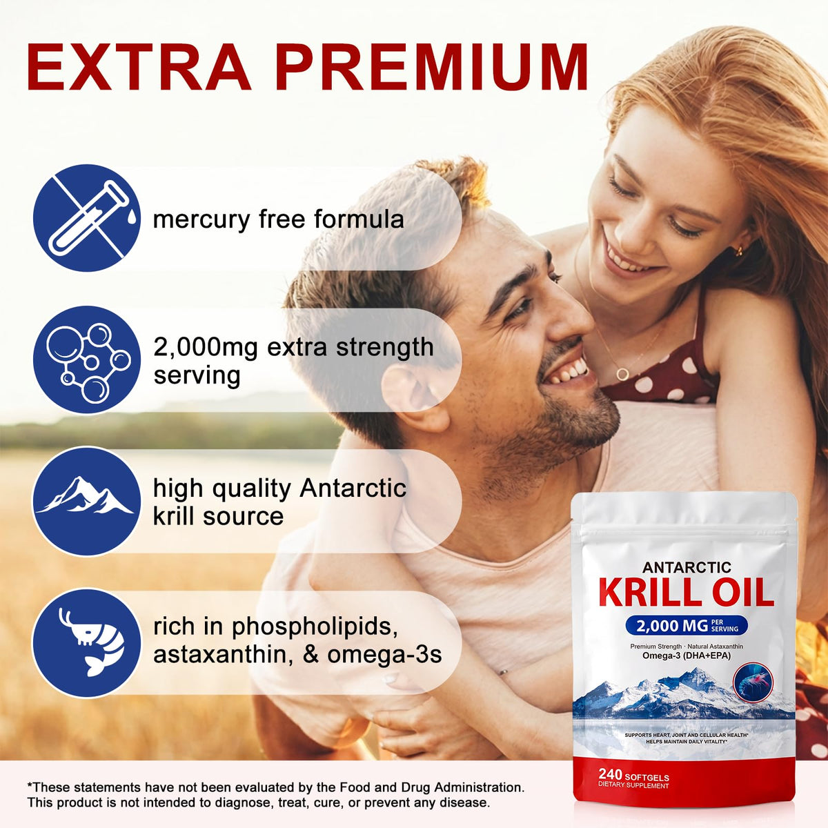 Tiuedu Huile de Krill Antartique 2 000 mg gélules en main