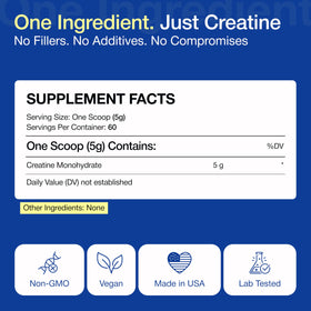 TIVAGENICS Poudre de Créatine Monohydrate Pure 300g vue de dos