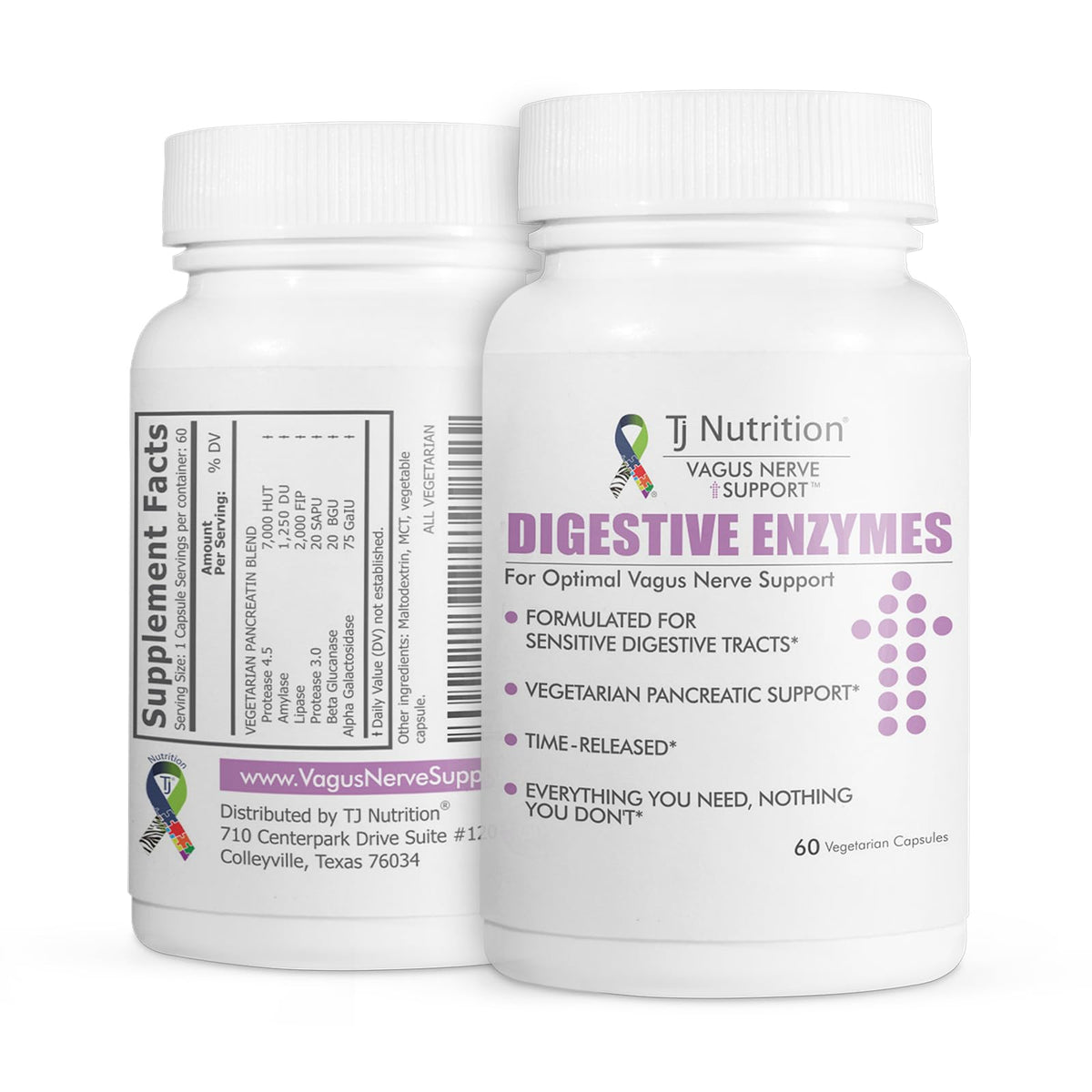 TJ Nutrition Enzymes daily Végétariennes 41g vue de face
