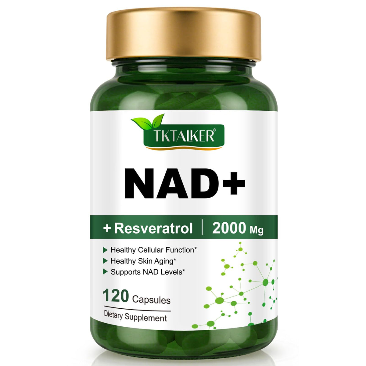 TKTALKER Complément NAD+ 2000 mg 120 capsules vue de face
