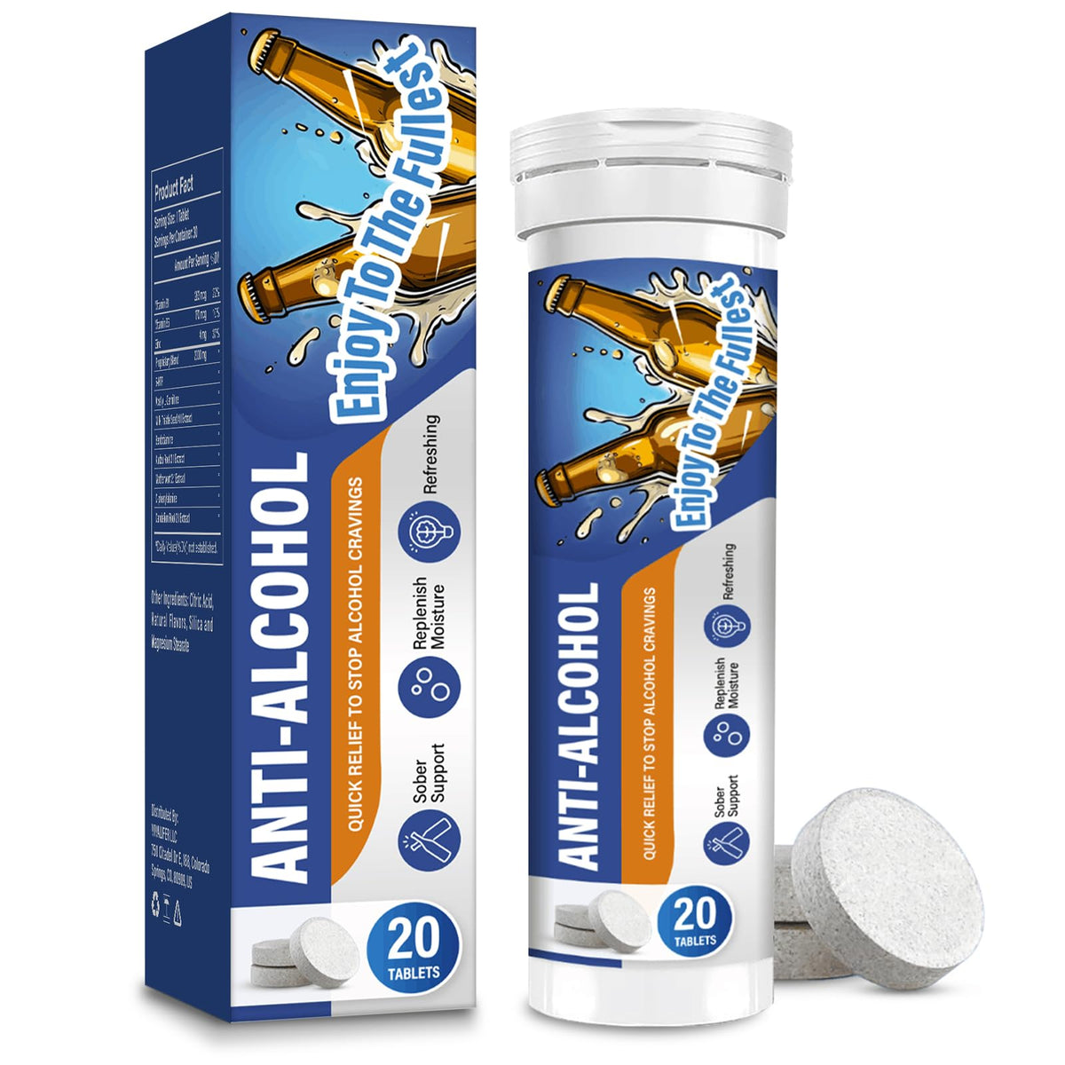TKYT Anti Alcohol Craving Blocker 20 comprimés, flacon avant