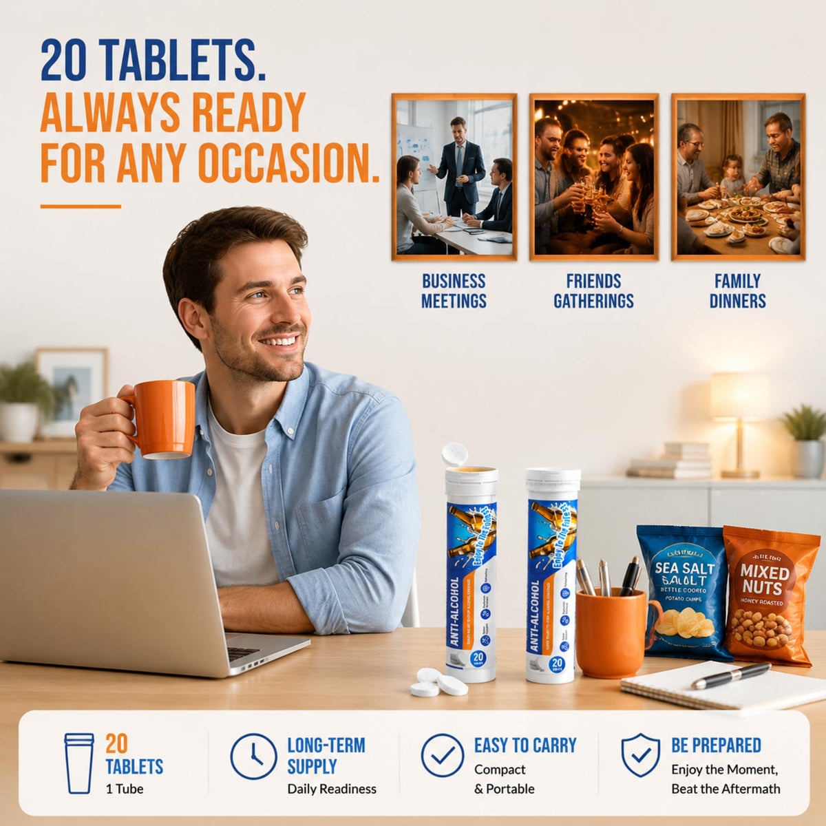 TKYT Anti Alcohol Craving Blocker 20 comprimés, flacon ouvert