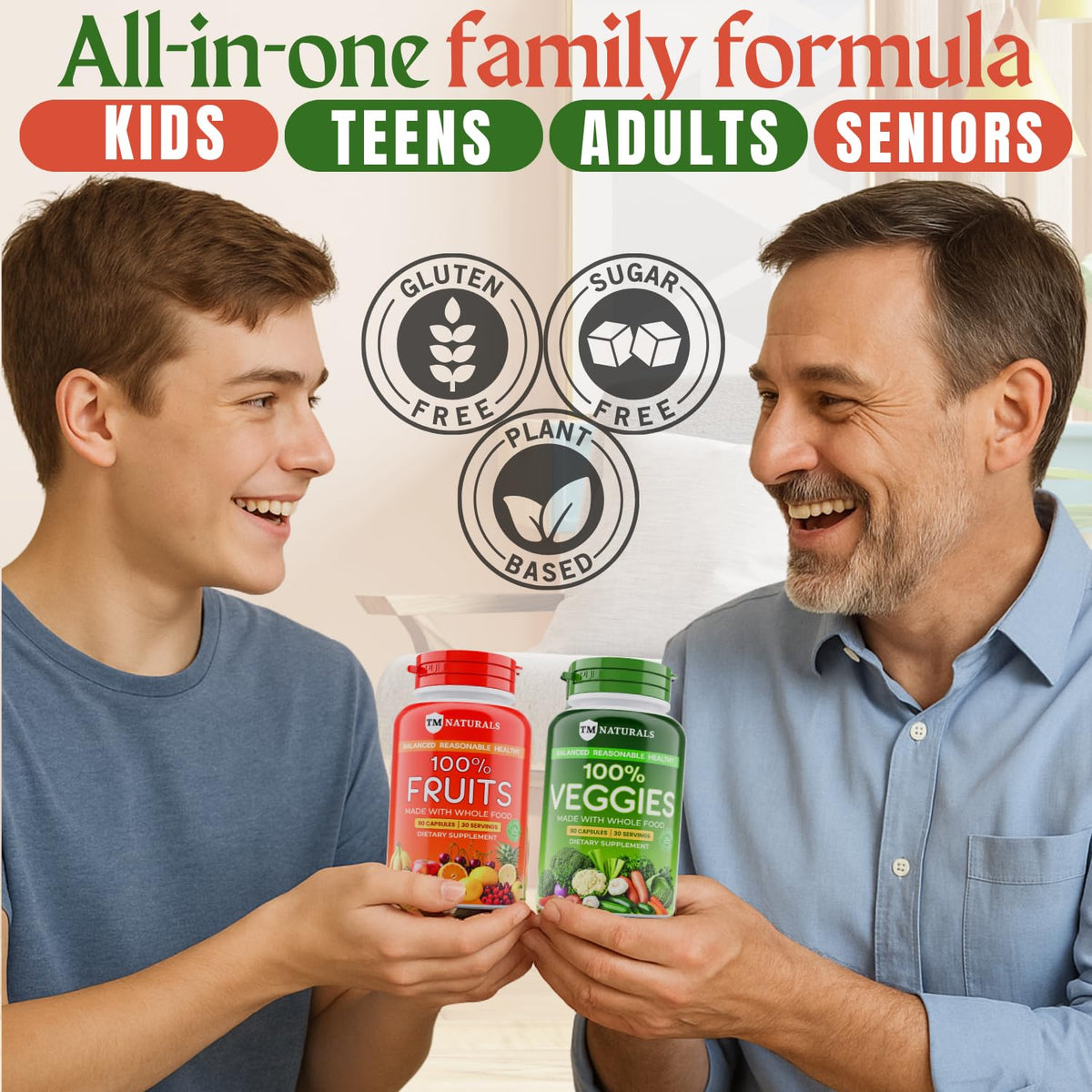 TM NATURALS Complément Alimentaire Fruits et Légumes Capsules, vue de côté