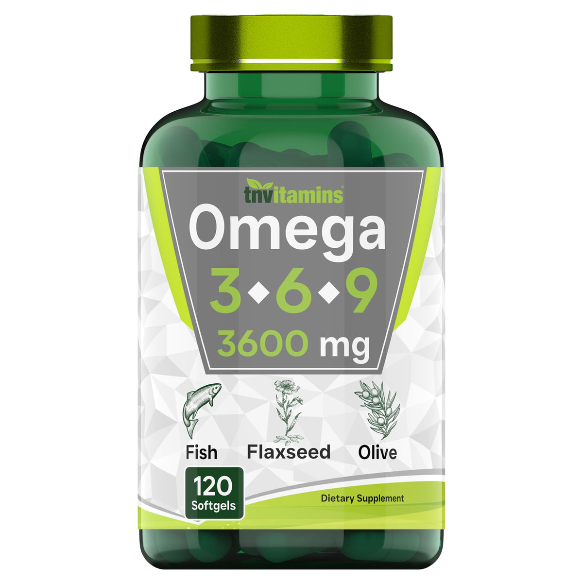 tnvitamins Triple Omega 3-6-9 3600mg complément alimentaire bouteille vue de face