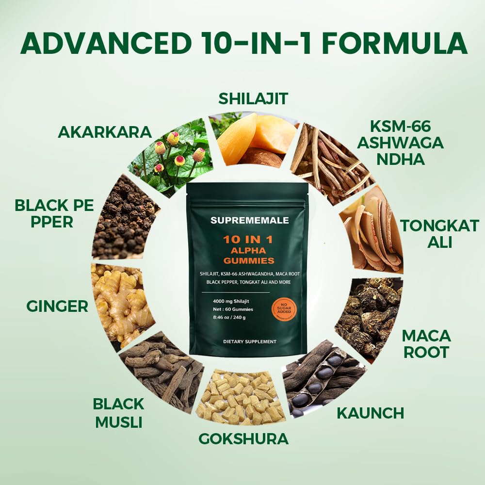 TOGOLIUN Alpha Gummies 10 en 1 ingrédients principaux