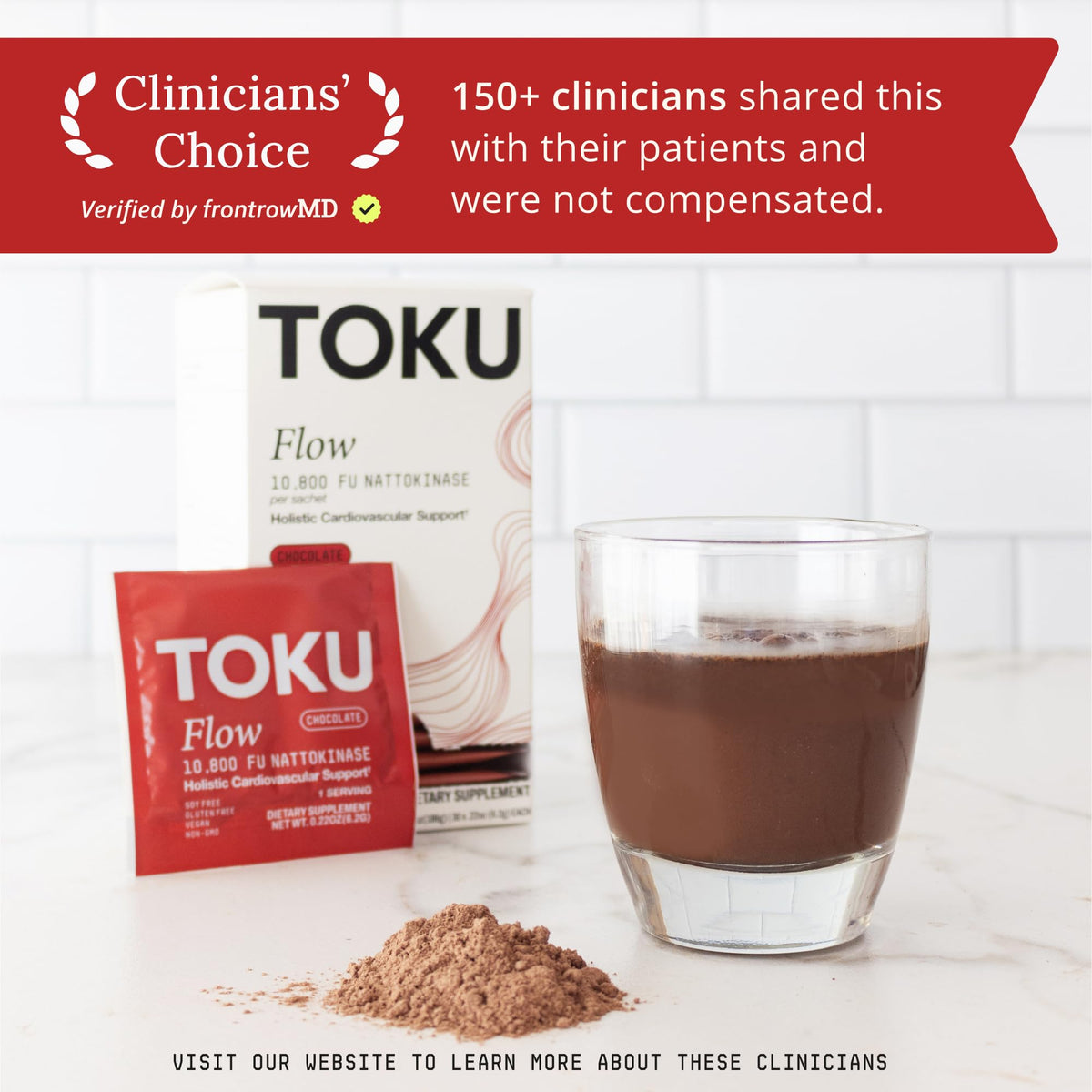 Toku Nattokinase Poudre Chocolat 10 800 FU, mélange dans une boisson