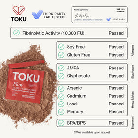 Toku Nattokinase Poudre sur une table avec des fruits