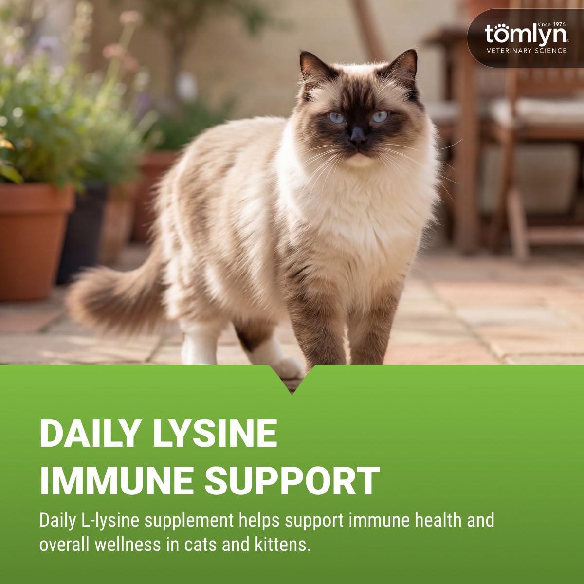 TOMLYN L-Lysine en poudre pour chats 132g - emballage