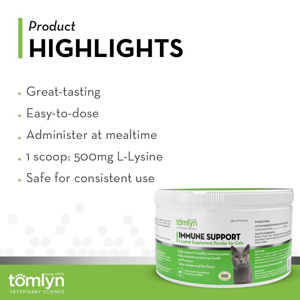TOMLYN L-Lysine en poudre pour chats, détail de la poudre