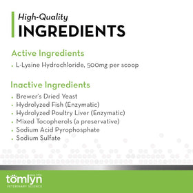 TOMLYN L-Lysine en poudre pour chats, utilisation avec de la nourriture