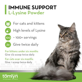 TOMLYN L-Lysine en poudre pour chats, vue arrière du packaging