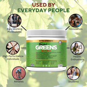 Tonic Greens Ultra de GREENVIFY, ingrédients bio sur une table