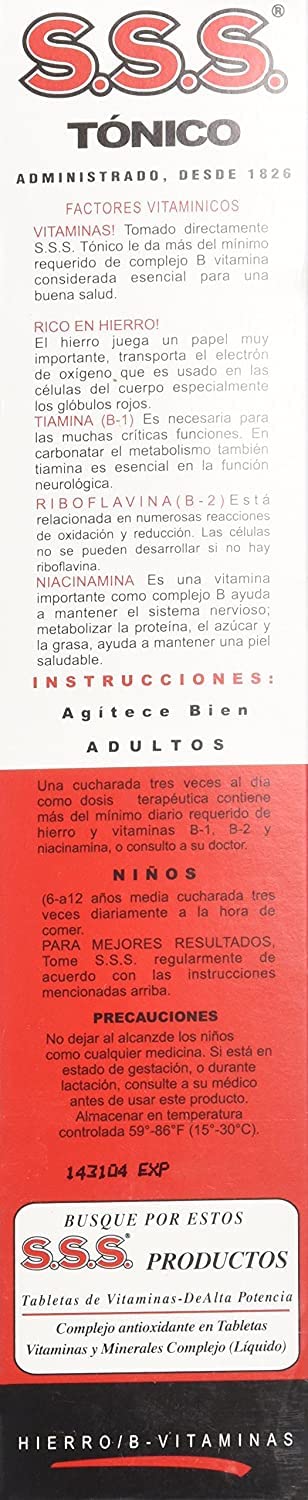 Tonic Liquide S.S.S. CO. versé dans un verre