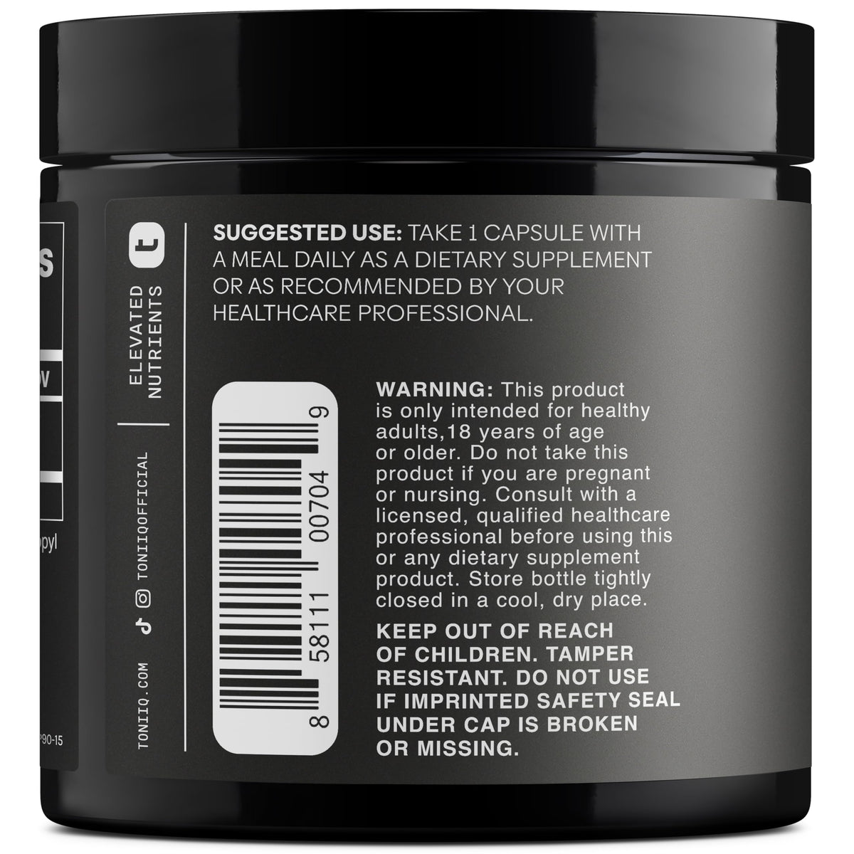Toniiq 5-HTP capsules avec un verre d'eau