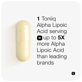 Toniiq Alpha Lipoic Acid 1000mg capsules side view