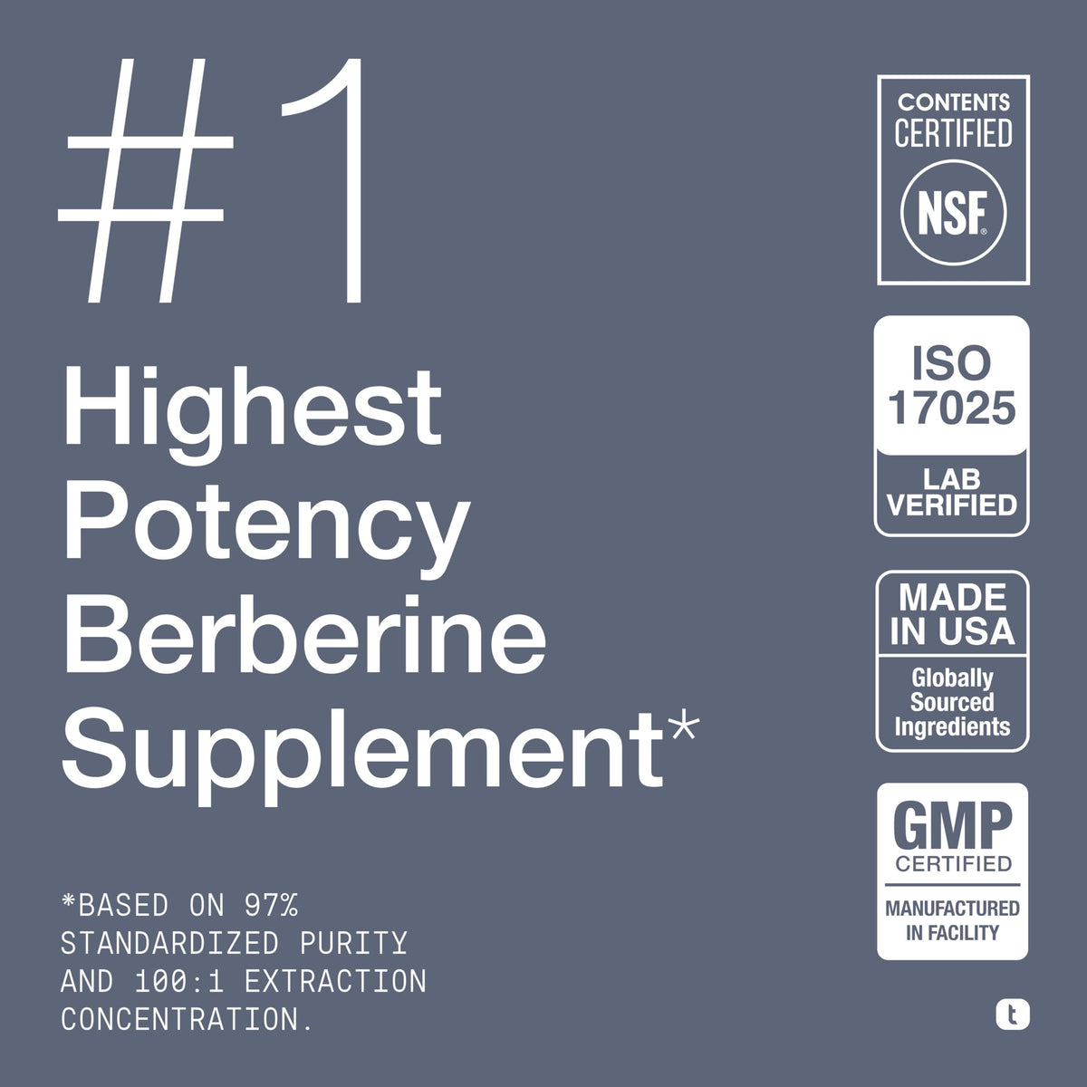 Toniiq Berberine 110g étiquette avec spécifications