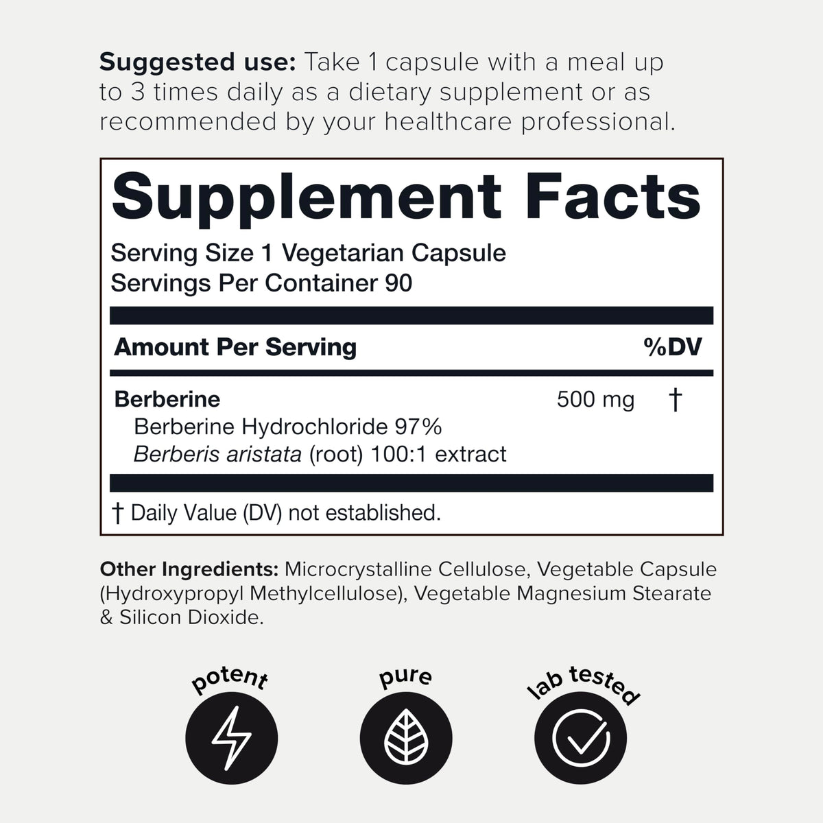 Toniiq Berberine 110g vue de côté pour montrer le volume