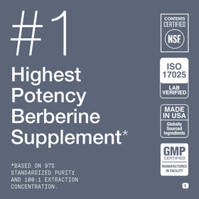 Toniiq Berberine HCl 220g arrière avec informations nutritionnelles