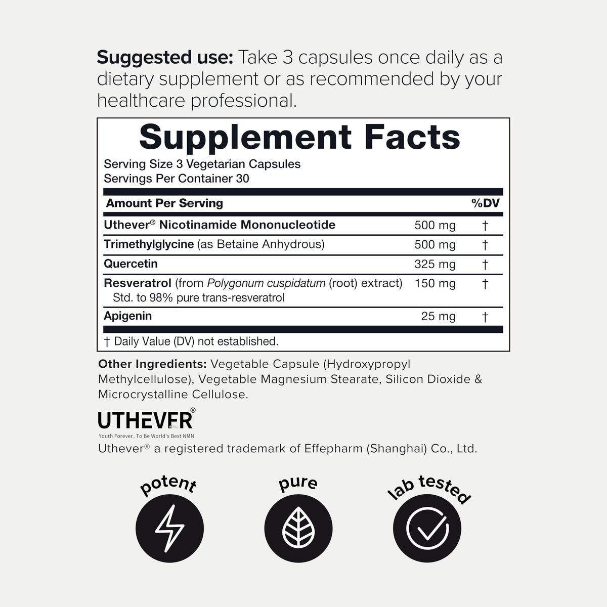 Toniiq Complément Alimentaire 1500mg NMN + Resvératrol, vue arrière