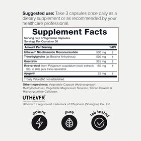 Toniiq Complément Alimentaire 1500mg NMN + Resvératrol, vue arrière