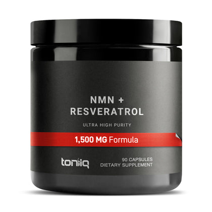 Toniiq Complément Alimentaire 1500mg NMN + Resvératrol, vue de face