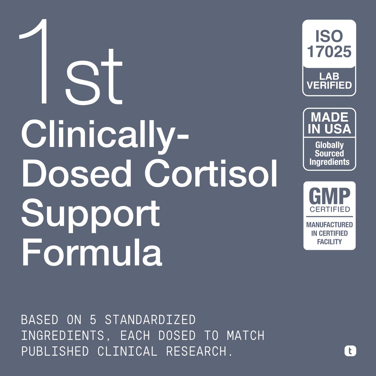 Toniiq Complément Cortisol 5-en-1, vue de côté de la boîte