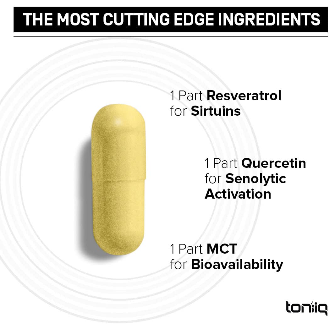 Toniiq Complex de Resvératrol 1600mg vue arrière avec informations nutritionnelles