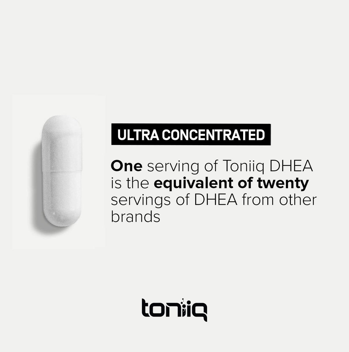 Toniiq DHEA 100mg, vue arrière de l'emballage