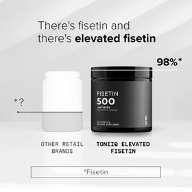 Toniiq Fisetin 500mg avec capsules ouvertes