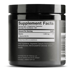 Toniiq Glycine 1300mg étiquette détaillant la pureté
