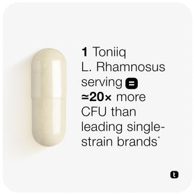 Toniiq Lactobacillus Rhamnosus 100B CFU capsule ouverte montrant son contenu