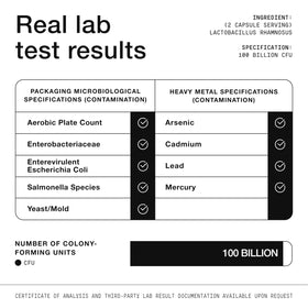 Toniiq Lactobacillus Rhamnosus 100B CFU vue de côté avec dimensions