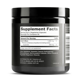 Toniiq Lion’s Mane Extrait 10:1 1800mg arrière