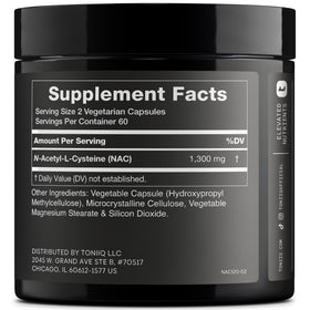 Toniiq NAC 1300mg capsules individuelles sur une surface