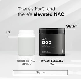 Toniiq NAC 1300mg capsules montrant la taille et la couleur