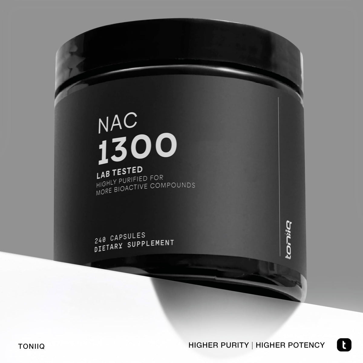 Toniiq NAC 1300mg étiquette avec spécifications détaillées