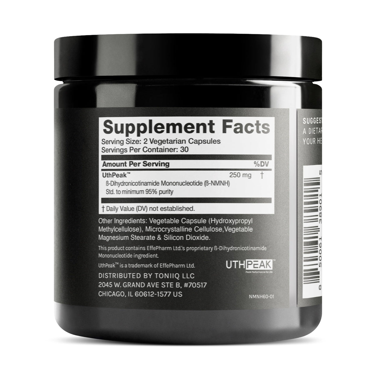 Toniiq NMNH complément UthPeak™ étiquette détaillée