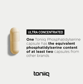 Toniiq Phosphatidylserine 400mg avec un verre d'eau