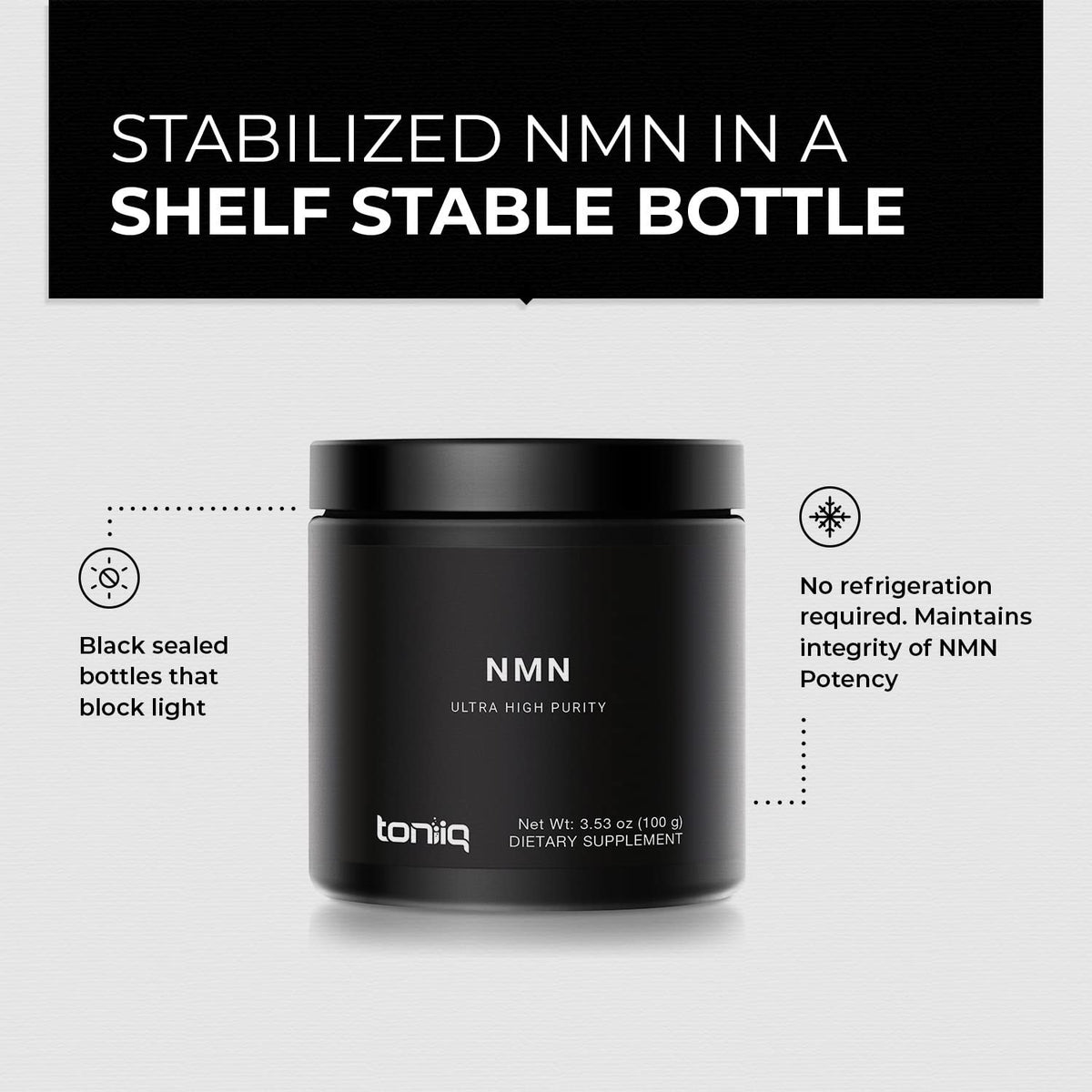 Toniiq Poudre NMN 100 g en gros plan sur la texture