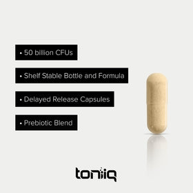 Toniiq Probiotique Lactobacillus Reuteri 50mg avec un verre d'eau