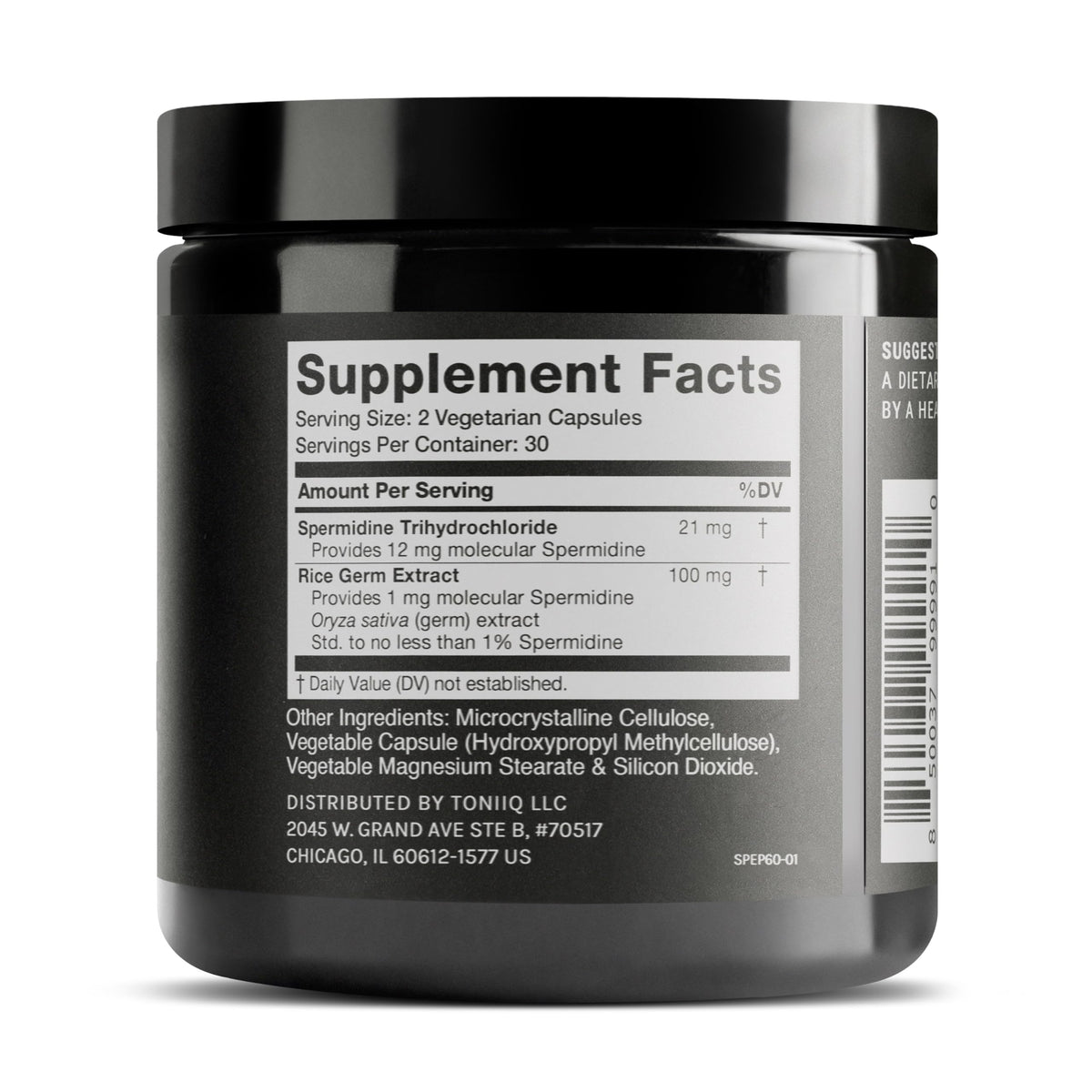Toniiq spermidine 22mg boîte avec étiquette