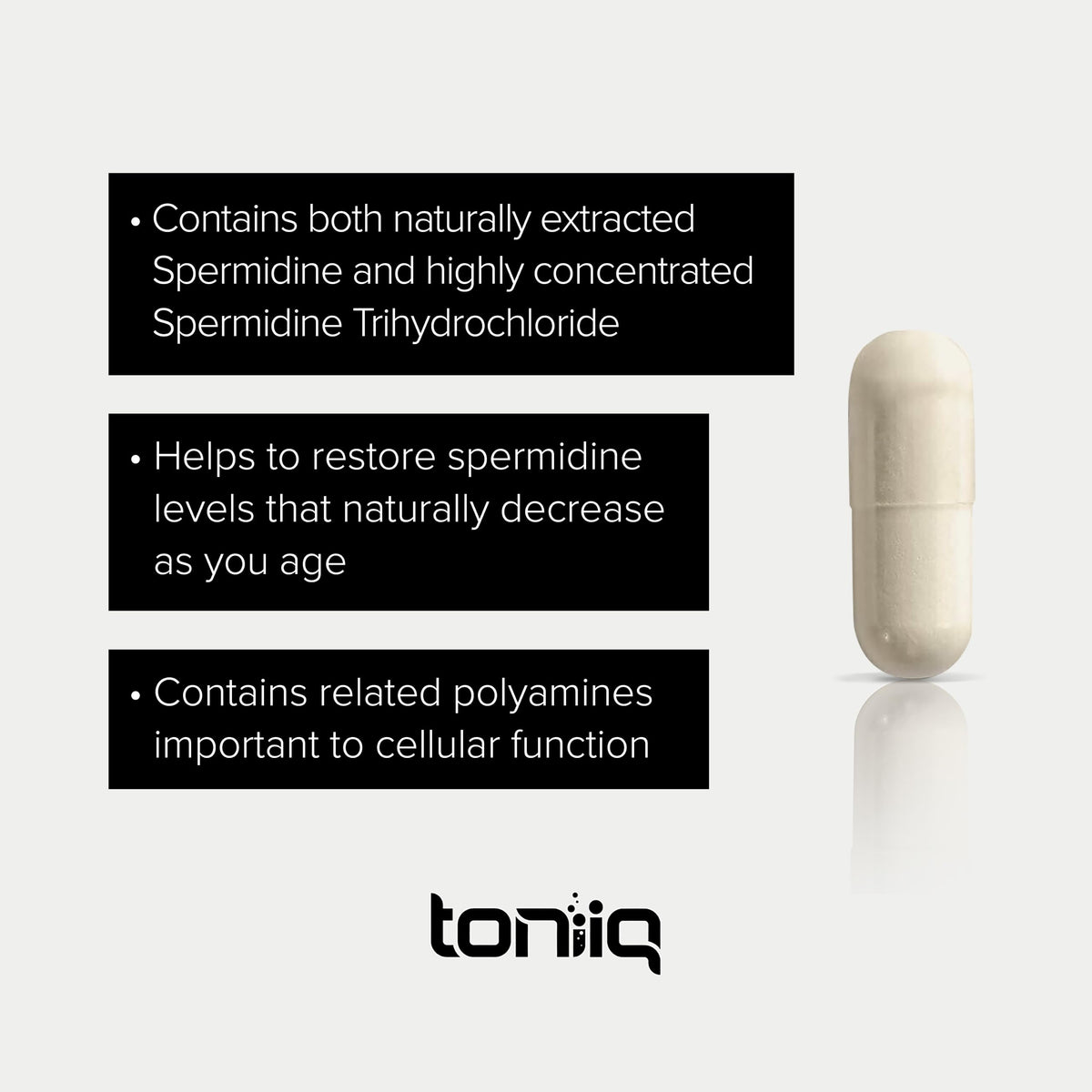 Toniiq spermidine 22mg vue latérale