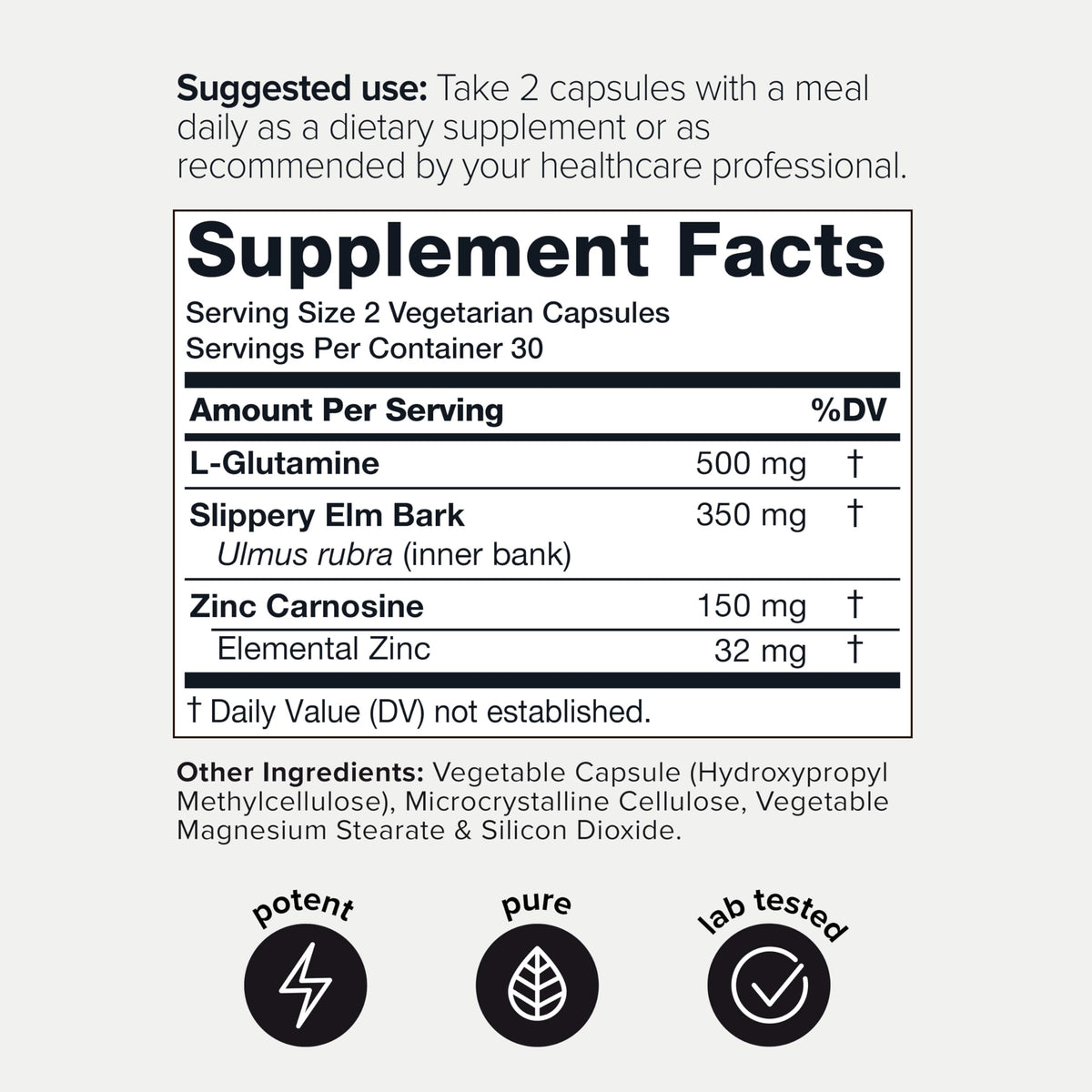 Toniiq Zinc Carnosine 1000mg gélules à côté de L-glutamine