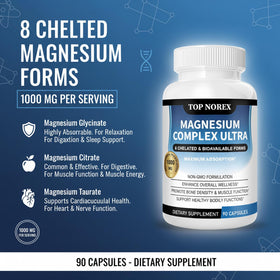 Top Norex Complexe de Magnésium Ultra - flacon ouvert avec capsules