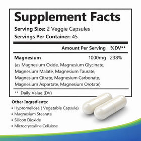Top Nurex Complexe Magnésium 1000 mg bouteille ouverte avec capsules
