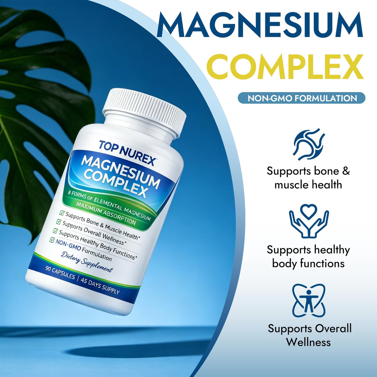 Top Nurex Complexe Magnésium 1000 mg étiquette avec ingrédients