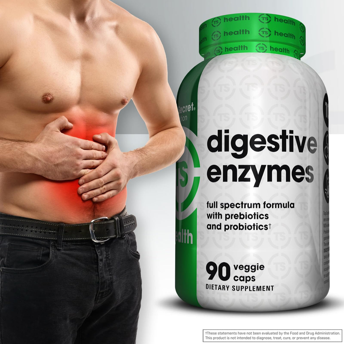 Top Secret Nutrition Enzymes daily - capsules sur une surface