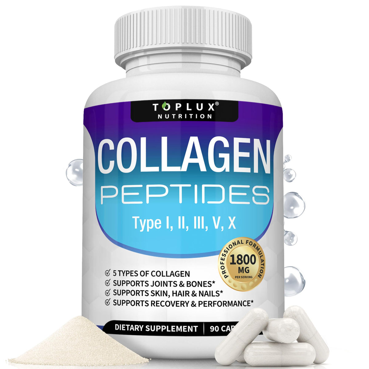 Toplux Collagène Multi-Peptides 1800 mg gélules vue de face
