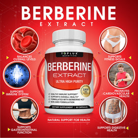 Toplux Complément Alimentaire Berbérine 1800mg avec packaging et capsules