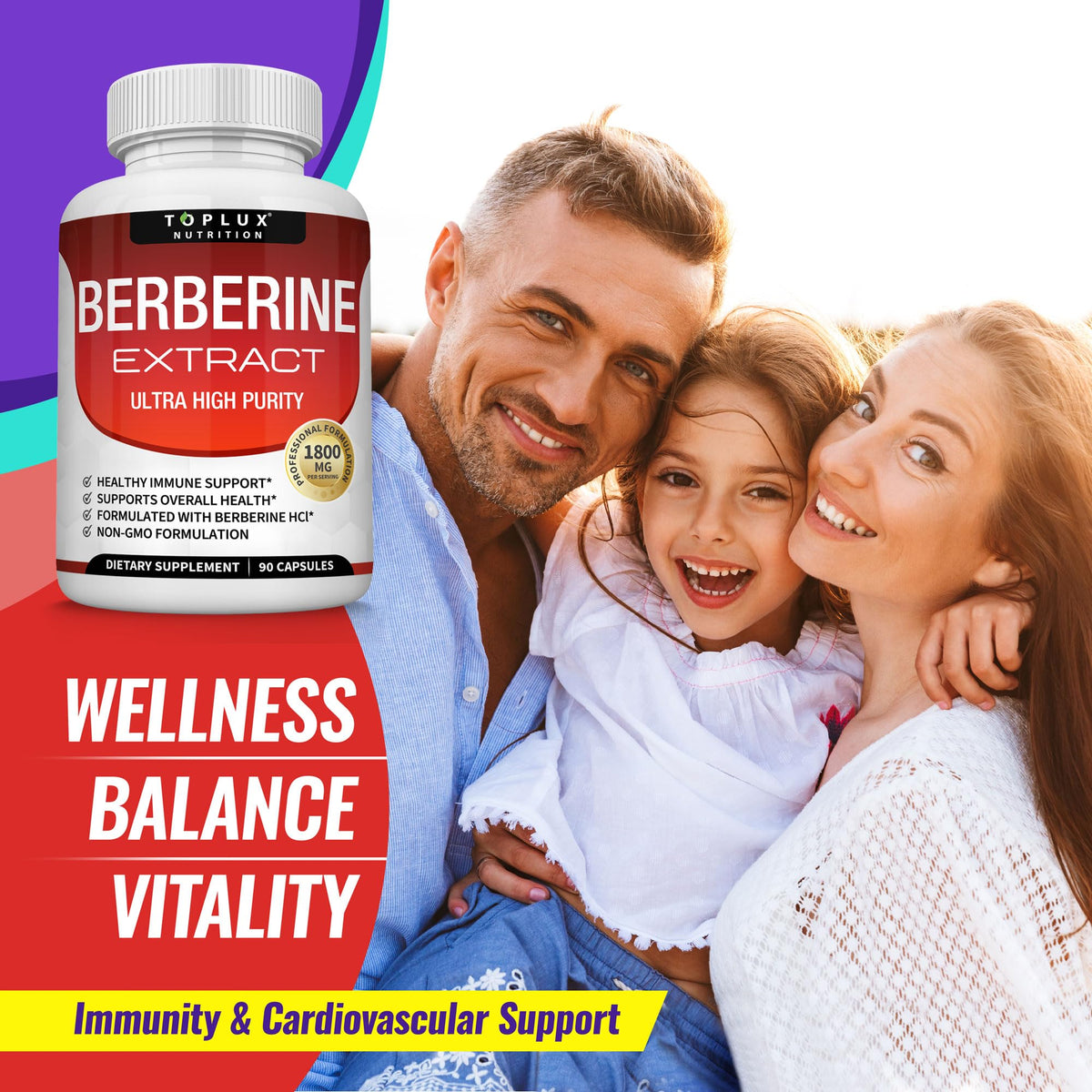Toplux Complément Alimentaire Berbérine 1800mg sur fond naturel